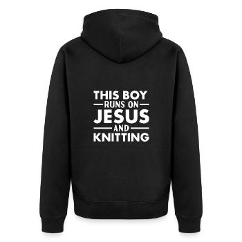 Tricoteuse Ce garçon court sur Jésus Tricot - Veste à capuche bio Premium Unisexe - noir - Dos - Nico (187cm)