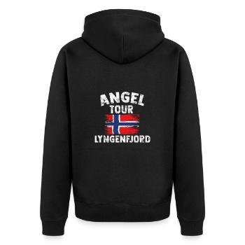 LYNGENFJORD - Angel Tour Norway personnalisable - Veste à capuche bio Premium Unisexe - noir - Dos - Nico (187cm)