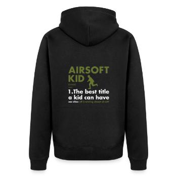 Sport Kid Definition Airsoft - Unisex Premium Bio Zip Hoodie - Schwarz - Hinten - Nico (187cm)