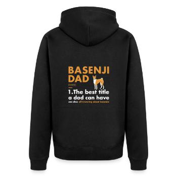 Chien Basenji Papa Définition - Veste à capuche bio Premium Unisexe - noir - Dos - Nico (187cm)