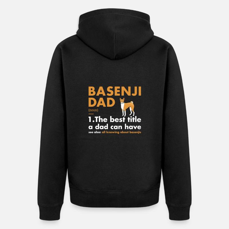 Chien Basenji Papa Définition - Veste à capuche bio Premium Unisexe - noir