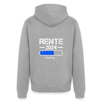 Rente 2024 Loading Rente 2024 - Unisex Premium Bio Zip Hoodie - Grau meliert - Hinten - Nico (187cm)