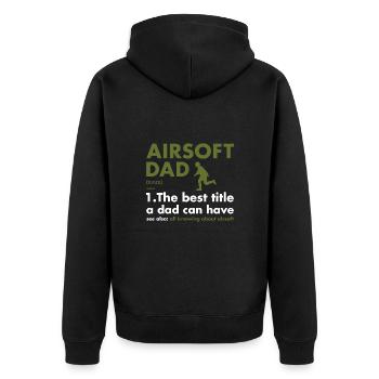 Sport Dad Definition Airsoft - Unisex Premium Bio Zip Hoodie - Schwarz - Hinten - Nico (187cm)