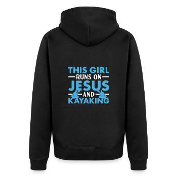 Kayakiste Cette fille court sur Jésus et le kayak - Veste à capuche bio Premium Unisexe - noir - Dos - Nico (187cm)