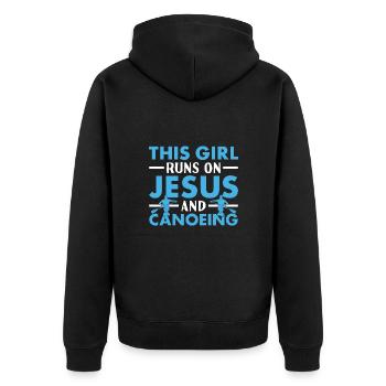Canoeist This Girl Runs On Jesus And Canoeing - Unisex Premium Bio Zip Hoodie - Schwarz - Hinten - Nico (187cm)