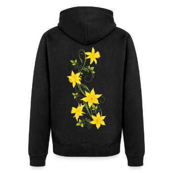 Easter, daffodils, daffodils, spring - Unisex Premium Organic Zip Hoodie - black - Back - Nico (187cm)