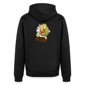 RUN ! Avocado im Fitness, Healthy Lifestyle <3 - Unisex Premium Bio Zip Hoodie - Schwarz - Hinten - Nico (187cm)