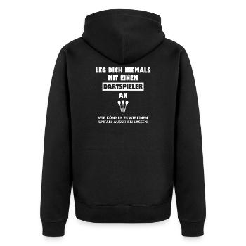 Dart Dartspieler Darts - Unisex Premium Bio Zip Hoodie - Schwarz - Hinten - Nico (187cm)