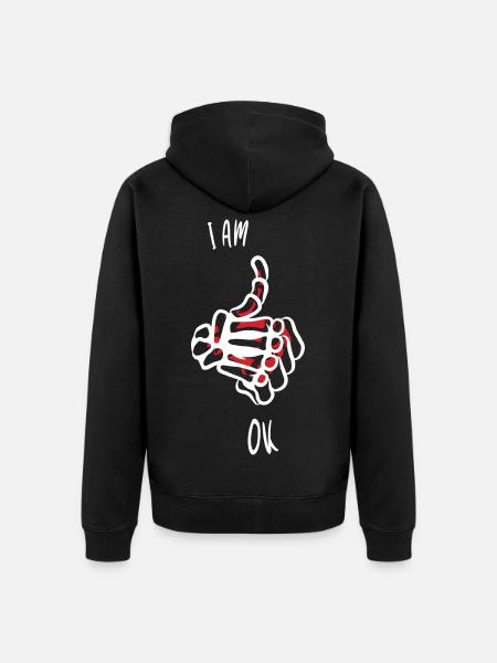 I'm OK - Unisex Premium Organic Zip Hoodie - black