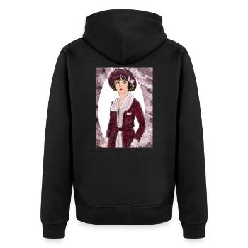 Lady Noir Portrait 2 (Rot) - Unisex Premium Bio Zip Hoodie - Schwarz - Hinten - Nico (187cm)