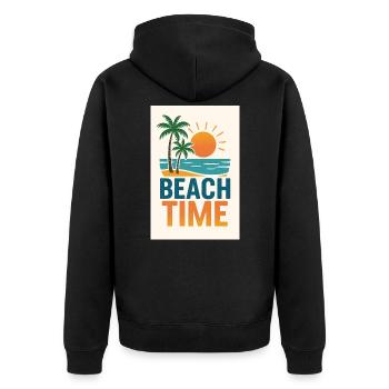 Beach Time - Palmen - Unisex Premium Bio Zip Hoodie - Schwarz - Hinten - Nico (187cm)