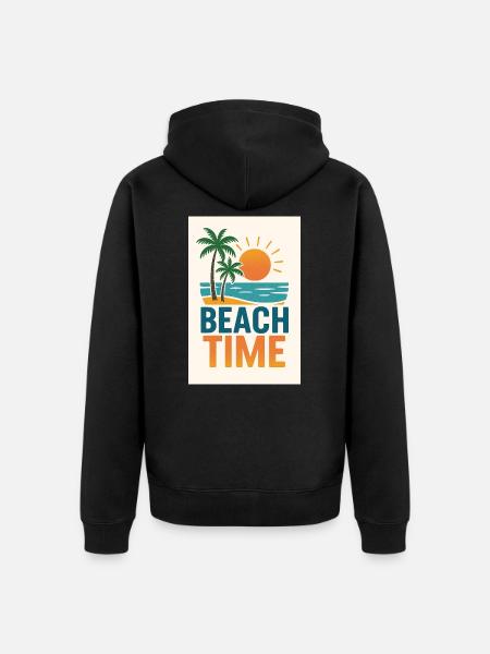 Beach Time - Palmen - Unisex Premium Bio Zip Hoodie - Schwarz