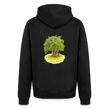 Baum des Lebens - Unisex Premium Bio Zip Hoodie - Schwarz - Hinten - Nico (187cm)