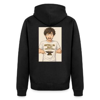 Anime Figur Detail T-Shirt - Unisex Premium Bio Zip Hoodie - Schwarz - Hinten - Nico (187cm)