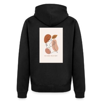 Minimalist portrait with empowering sheet and message - Unisex Premium Organic Zip Hoodie - black - Back - Nico (187cm)