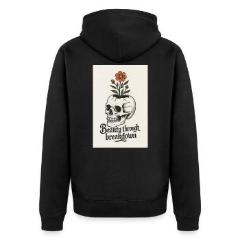 Conception artistique de crâne floral - Veste à capuche bio Premium Unisexe - noir - Dos - Nico (187cm)