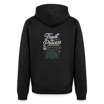 Trust_the_Process - Unisex Premium Organic Zip Hoodie - black - Back - Nico (187cm)