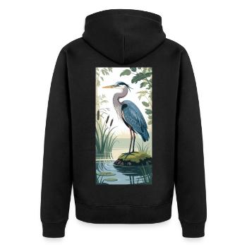 Jeune héron cendré dans la nature - Veste à capuche bio Premium Unisexe - noir - Dos - Nico (187cm)