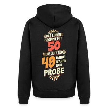 Geburtstag 50. Jubiläumsdesign Geburtstagsparty  - Unisex Premium Bio Zip Hoodie - Schwarz - Hinten - Nico (187cm)