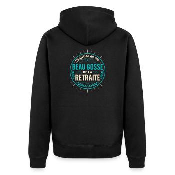 Hübsches Kind Ruhestand - Vintage Abzeichen - Unisex Premium Bio Zip Hoodie - Schwarz - Hinten - Nico (187cm)