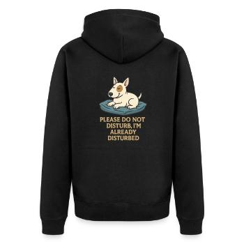 Bitte nicht stören, Dog Nap Tee - Unisex Premium Bio Zip Hoodie - Schwarz - Hinten - Nico (187cm)