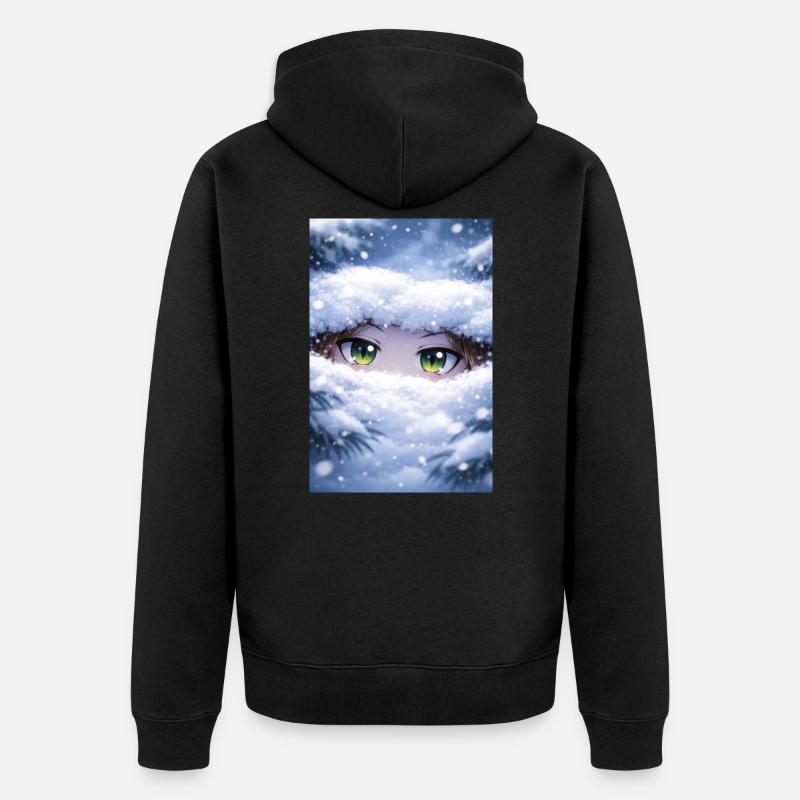 Des yeux d’anime dans la neige - Veste à capuche bio Premium Unisexe - noir