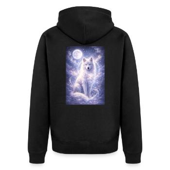 Mystic Wolf Moon Sticker Fantasy Animal Spiritual - Unisex Premium Organic Zip Hoodie - black - Back - Nico (187cm)