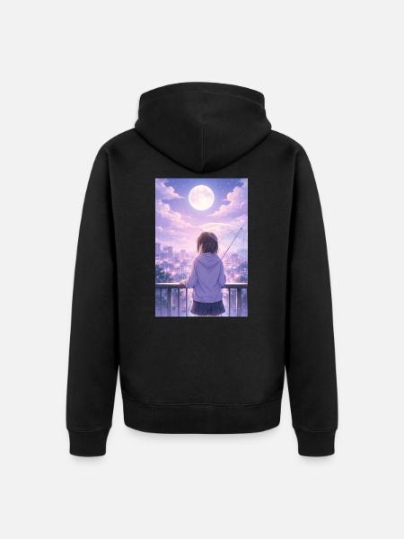 Luna Urban Im Regen - Unisex Premium Bio Zip Hoodie - Schwarz