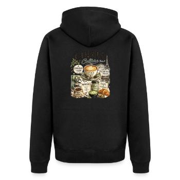 Culture Café Paris Illustration - Veste à capuche bio Premium Unisexe - noir - Dos - Nico (187cm)