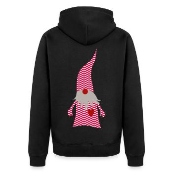 Wichtel Muster zickzack Herz Weihnachten Deko Herz - Unisex Premium Bio Zip Hoodie - Schwarz - Hinten - Nico (187cm)
