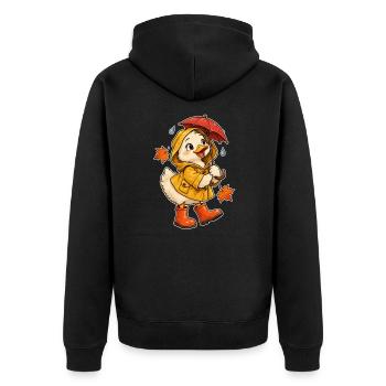 Ente in Regenstiefeln - Unisex Premium Bio Zip Hoodie - Schwarz - Hinten - Nico (187cm)