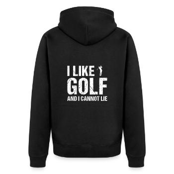 Sport J’aime le golf et je ne peux pas mentir au golf - Veste à capuche bio Premium Unisexe - noir - Dos - Nico (187cm)