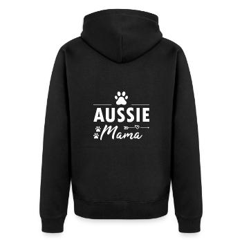 Dog Aussie Mom - Unisex Premium Organic Zip Hoodie - black - Back - Nico (187cm)