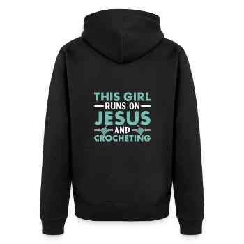 Crocheteur Cette Fille Court Sur Jésus Et Le Crochet - Veste à capuche bio Premium Unisexe - noir - Dos - Nico (187cm)