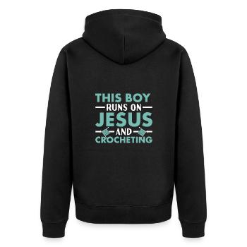 Crocheteur Ce garçon court sur Jésus et le crochet - Veste à capuche bio Premium Unisexe - noir - Dos - Nico (187cm)