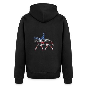 Rider Us Flag Cross Country - Unisex Premium Organic Zip Hoodie - black - Back - Nico (187cm)
