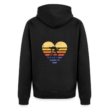 Sport Rétro Coucher de Soleil Cœur BMX - Veste à capuche bio Premium Unisexe - noir - Dos - Nico (187cm)