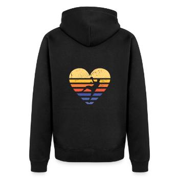 Sport Retro Sunset Heart Handball - Unisex Premium Bio Zip Hoodie - Schwarz - Hinten - Nico (187cm)