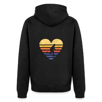 Sport Retro Sunset Heart Airsoft - Unisex Premium Bio Zip Hoodie - Schwarz - Hinten - Nico (187cm)