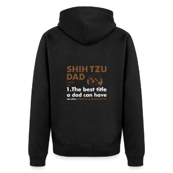 Shih Tzu Dad Definition - Unisex Premium Bio Zip Hoodie - Schwarz - Hinten - Nico (187cm)