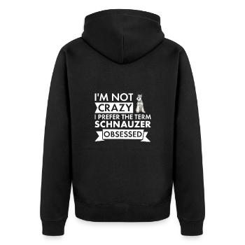 I Prefer Term Schnauzer Obsessed - Unisex Premium Bio Zip Hoodie - Schwarz - Hinten - Nico (187cm)