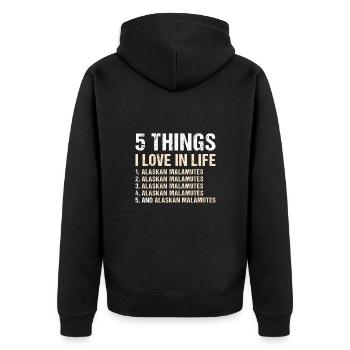 5 choses que j’aime dans la vie Malamute d’Alaska - Veste à capuche bio Premium Unisexe - noir - Dos - Nico (187cm)
