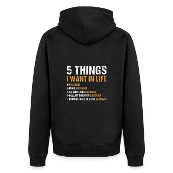 Dog 5 Things I Want In Life Basenji - Unisex Premium Organic Zip Hoodie - black - Back - Nico (187cm)