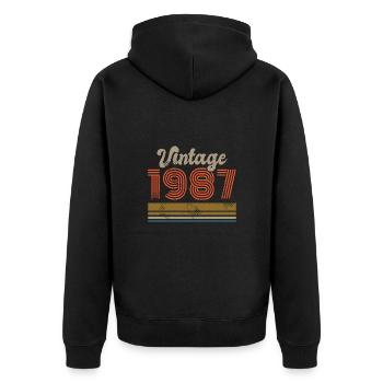 Anniversaire Vintage 1987 Édition Limitée - 1987 - Veste à capuche bio Premium Unisexe - noir - Dos - Nico (187cm)