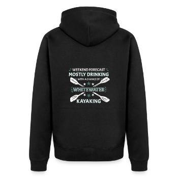 Weekend Forecast Drinking And Whitewater Kayaking - Unisex Premium Bio Zip Hoodie - Schwarz - Hinten - Nico (187cm)