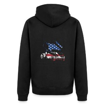 Sport Us Flag Sprint Car Racing - Unisex Premium Organic Zip Hoodie - black - Back - Nico (187cm)