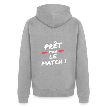 Prêt pour le match t-shirt football humour - Veste à capuche bio Premium Unisexe - gris chiné - Dos - Nico (187cm)