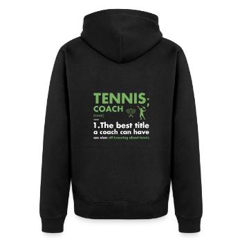 Sport Coach Definition Tennis - Unisex Premium Bio Zip Hoodie - Schwarz - Hinten - Nico (187cm)