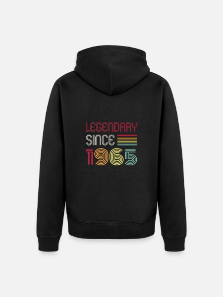 Birthday Legendary Since 1965 - Unisex Premium Organic Zip Hoodie - black