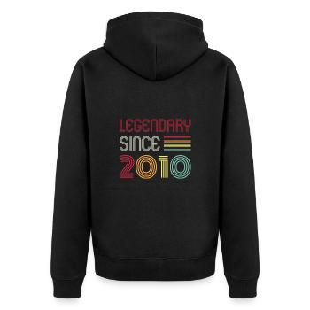 Birthday Legendary Since 2010 - Unisex Premium Organic Zip Hoodie - black - Back - Nico (187cm)